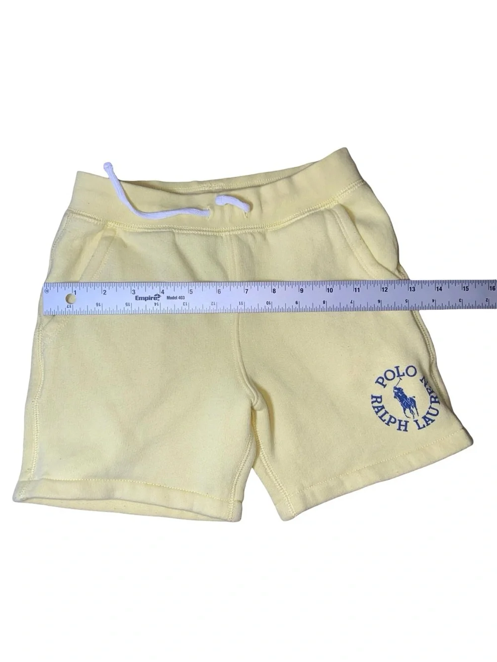 Polo Ralph Lauren Boys Yellow Fleece Shorts Logo Sweatshorts Drawstring Size 5